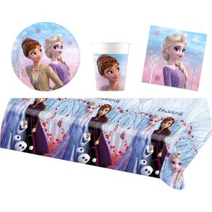 Disney Frozen - Feestpakket - Feestartikelen - Kinderfeest - 8 Kinderen - Tafelkleed - Bekers - Servetten - Bordjes