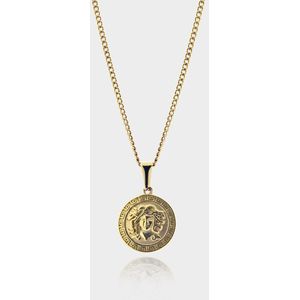 Medusa Hanger Ketting - Gouden Ketting - 50 cm lang - Ketting Heren met Hanger - Griekse Mythen - Olympus Jewelry