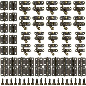 20 stuks Barrelhaken hangslot hasp antieke vintage snelsluiting mini-klapscharnieren rechtervergrendelingshaak haakslot met schroeven voor houten kist decoratie doe-het-zelf