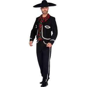 Wilbers & Wilbers - Spaans & Mexicaans Kostuum - Mexicaanse Mariachi Bandlid Carlos - Man - Zwart - Small - Carnavalskleding - Verkleedkleding
