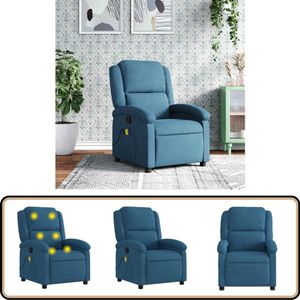 vidaXL Massagestoel - Verstelbaar - Fluweel - Blauw Massagestoel - Verstelbare Stoel - Ergonomische Stoel - Lounge Stoel - Relaxstoel