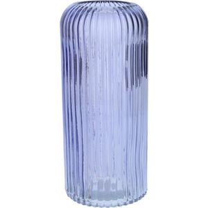 Bellatio Design Bloemenvaas - lavendel paars - tansparant glas - D10 x H25 cm - vaas