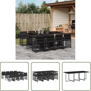 The Living Store 9-delige Tuinset poly rattan zwart - Tuinmeubels - Lounge Set - Buitentafel - Eetkamerset - Outdoor Furniture