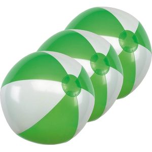 5x Opblaasbare strandballen groen/wit 28 cm speelgoed - Buitenspeelgoed strandballen - Opblaasballen - Waterspeelgoed