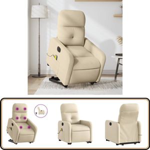 vidaXL Sta-op-massagestoel - Elektrisch - crèmekleurig Elektrische Massagestoel - Sta-opstoel - Massagerugsteun - Comfortstoeltje - Ergonomische Stoel