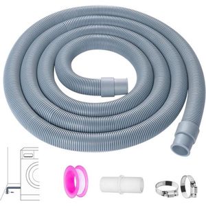 25m Universele Vervanging Afvoerslang Voor Wasmachine - Kunststof - Vaatwasser - Droger - Met Tape - Slangklemmen - Witte Connector
