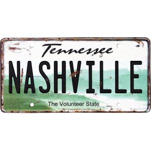 Signs-USA - Souvenir kentekenplaat nummerbord Amerika - verweerd - 30,5 x 15,3 cm - Nashville - Tennessee