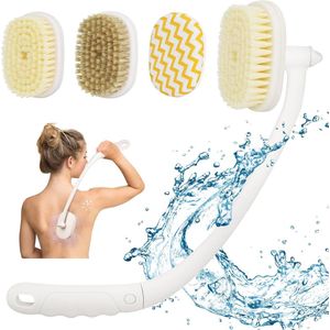 Lange Doucheborstel met Afneembare Grip - 3-in-1 Lichaamsborstel voor Een Effectieve Reiniging