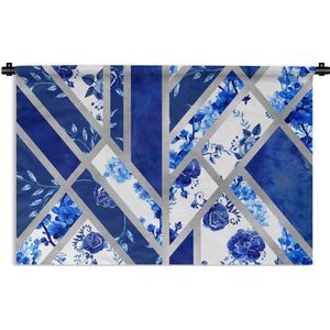 Wandkleed - Wanddoek - Design - Delfts blauw - Luxe - 150x100 cm - Wandtapijt