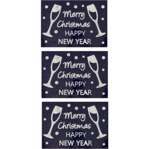 3x stuks velletjes kerst glitter raamstickers Merry Christmas 40 cm - Raamversiering/raamdecoratie stickers kerstversiering