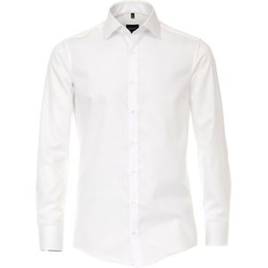 VENTI modern fit overhemd - mouwlengte 72 cm - twill - wit - Strijkvriendelijk - Boordmaat: 39