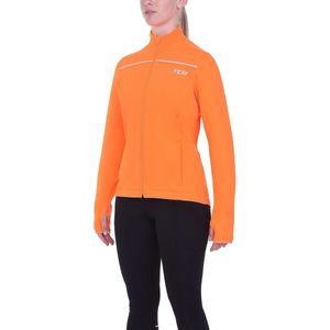 TCA Thermisch fiets- en hardloopjack voor dames, reflecterend, ademend en winddicht, met zakken met ritssluiting, Oranje, XS