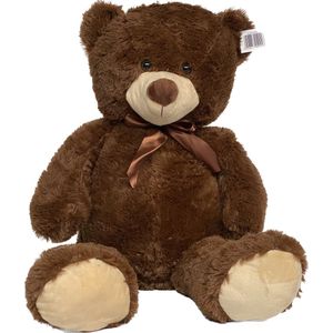 Pluche Beer 85cm donker bruin - Teddybeer 85 cm - Knuffelbeer - Beer pluche XXL- met Kraalogen