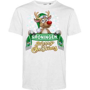 T-shirt Groningen | Foute Kersttrui Dames Heren | Kerstcadeau | FC Groningen supporter | Wit | maat S