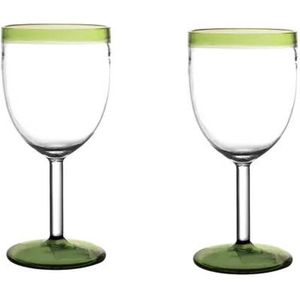 Pomax Tarifa wijnglas borosilicaatglas dia 8 x 17 cm groen set van 2
