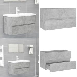 vidaXL Wastafelkast 80x38,5x45 cm bewerkt hout betongrijs - Wastafelkast - Wastafelkasten - Gootsteenkast - Gootsteenkasten