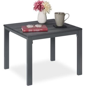 balkontafel met houtlook - 39 x 52 x 48 cm - stalen frame - buitentafel - grijs