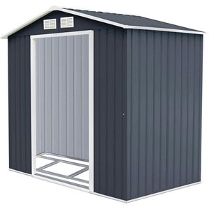 COSTWAY Buiten opslag tuinschuur met schuifdeur gereedschap tuinhuis 213 x 127 x 185cm (Donkergrijs)