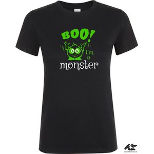 Klere-Zooi - Boo! I'm a Monster - Zwart Dames T-Shirt - M