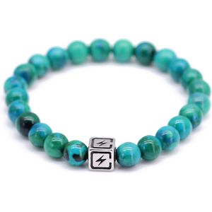 Fortuna Beads – Energy Chrysocolla – Kralen Armband – Heren– Turquoise – 20cm