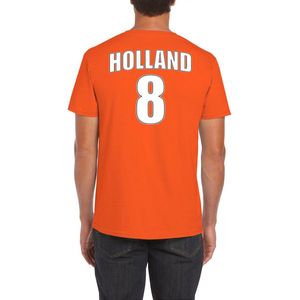 Oranje supporter t-shirt met rugnummer 8 - Holland / Nederland fan shirt voor heren S
