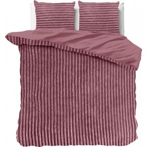 Sleeptime Teddy Rib Dekbedovertrek - 200X200/220 + 2 x kussenslopen 60x70 - Roze