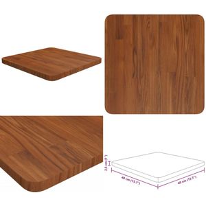 vidaXL Tafelblad vierkant 40x40x2,5cm behandeld eiken donkerbruin - Tafelblad - Tafel - Houten Tafelblad - Tafels