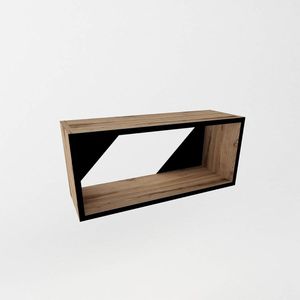 Shart wandrek walnoot zwart hout 64 x 21 x 28 cm - Moderne opbergoplossing voor aan de muur
