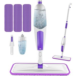 Spray Mop voor vloerreiniging - Microvezel Foor Mop met 3 Wasbare Pads - Droge Natte Mop voor Hout Laminaat Tegel Vinyl - Keuken Vloer met Hervulbare Fles - Platte Stof Mop voor Houten