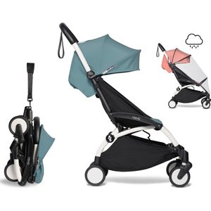 Babyzen YOYO² buggy 6+ met regenhoes - aqua, frame wit