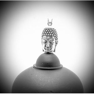 925 Sterling Silver scharnierende Hanger , Zilveren 3D Buddha Hanger van 13 gram Zilver , Hoogte van de Boeddha met Hanger is 33mm .