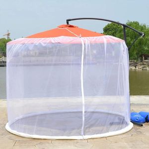 Outdoor Paraplu Muggennet met Ritsdeur - 250-300 cm Parasols - Paviljoen Muggennet voor Tuinparasol - Zweefparasol - Wit