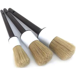 Kingsea Auto Detailing Borstelset, Ultrazachte Auto Detailing Borstelset van Natuurlijk Varkenshaar, Reinigingstool voor het Reinigen van Interieur of Exterieur, Velgen en Banden (3-Pack)