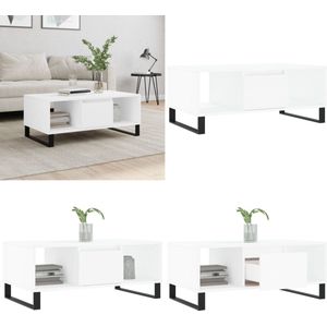 vidaXL Salontafel 90x50x36,5 cm bewerkt hout wit - Salontafel - Salontafels - Tafel - Bijzettafel