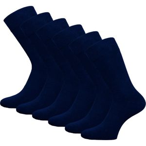 6 paar SQOTTON® Katoenen sokken - Naadloos - Heren & Dames - Marineblauw - Maat 48-50
