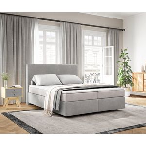 Boxspringbed Dream-Well Cord Zilvergrijs 160x200 cm met TFK Matras en Topper