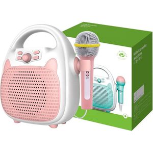 Woegel karaoke set – met bluetooth, usb en TF-kaart  – oplaadbare accu – met led disco – voor kinderen – roze