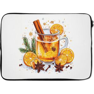 Laptophoes 13 inch - Warm - Thee - Oranje - Kaneel - Laptop sleeve - Binnenmaat 32x22,5 cm - Zwarte achterkant