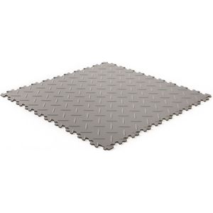 Rubbermagazijn | PVC kliktegel diamant | Donkergrijs | 50x50cm | Dikte 4mm | winkel | showroom | garage | prijs per stuk