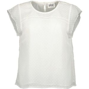 Blue Seven dames - Blouse 180254 wit ronde hals korte mouwen - maat 36