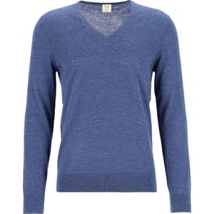 OLYMP Level 5 body fit trui wol met zijde - V-hals - royal blauw - Maat: XXL