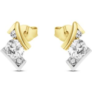 Juwelier Zwartevalk 9 karaat bicolor oorbellen - 12.378