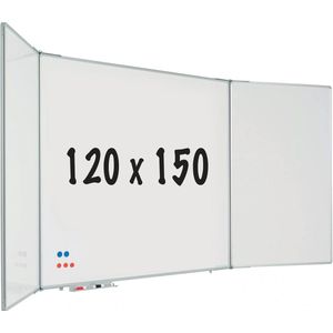 Vijfzijdig whiteboard RC10 profiel - Magnetisch - Geëmailleerd staal Wit - 120x150cm