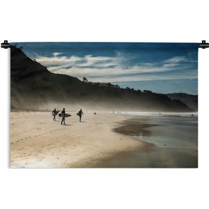 Wandkleed Surfen - Surfers op het strand Wandkleed katoen 180x120 cm - Wandtapijt met foto XXL / Groot formaat!