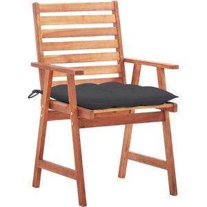 vidaXL Tuinstoelen - 3 stuks - Antraciet - Inclusief Kussens Eetkamerstoelen - Tuinset - Acacia Meubilair - Buitendecor - Tuinstoelen