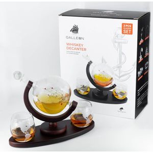 Whiskey Karaf met 2 glazen – Verlengd voetstuk – Complete Gift Set - Incl. Schenktuit - 1050ML Extra Groot