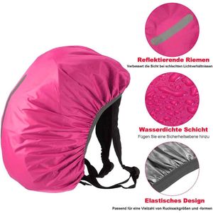 Regenbescherming voor rugzakken met reflecterende strepen, 15-50 l, waterdichte regenhoes voor rugzakken, schooltassen, wandelen, kamperen, reizen, fietsen