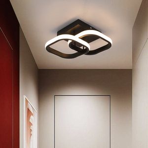Moderne Plafondlamp - Vierkant LED - Kroonluchter - Gangpad Lamp - Verlichting - 29 cm - Zwart - Plafonniére - 20W