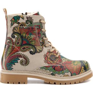 GOBY - Flowerart - Ankle Boots - Laars - Laarzen - Damesboots - Dames laarzen - Enkel laarzen - Handmade - Bloemenprint - Maat 40