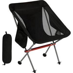 Compacte ultralichte maanstoel met hoge rugleuning en draagtas voor wandelen festival reizen strand vissen backpacken - zwart stijl 1